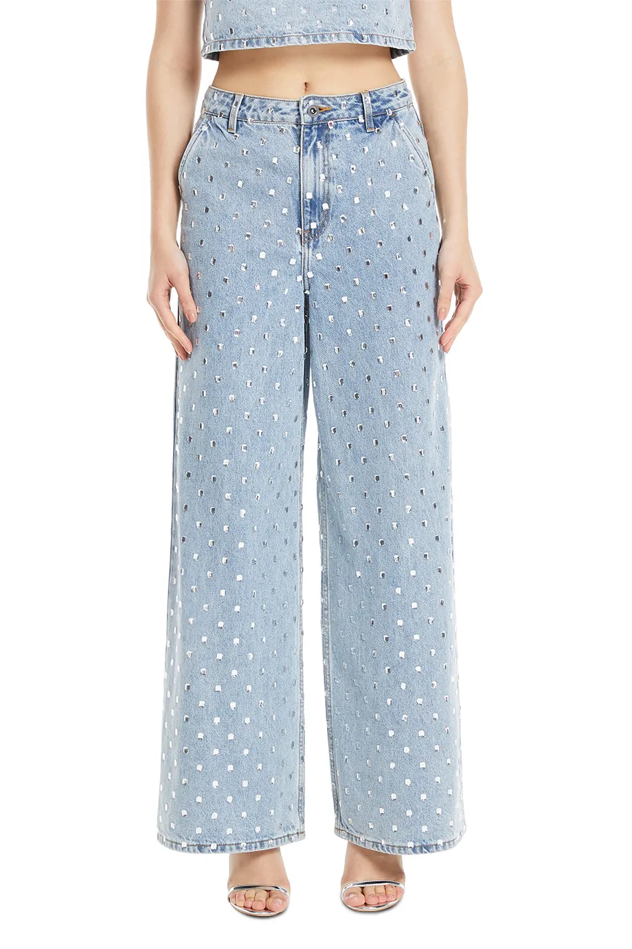 Rhinestone Denim Pants