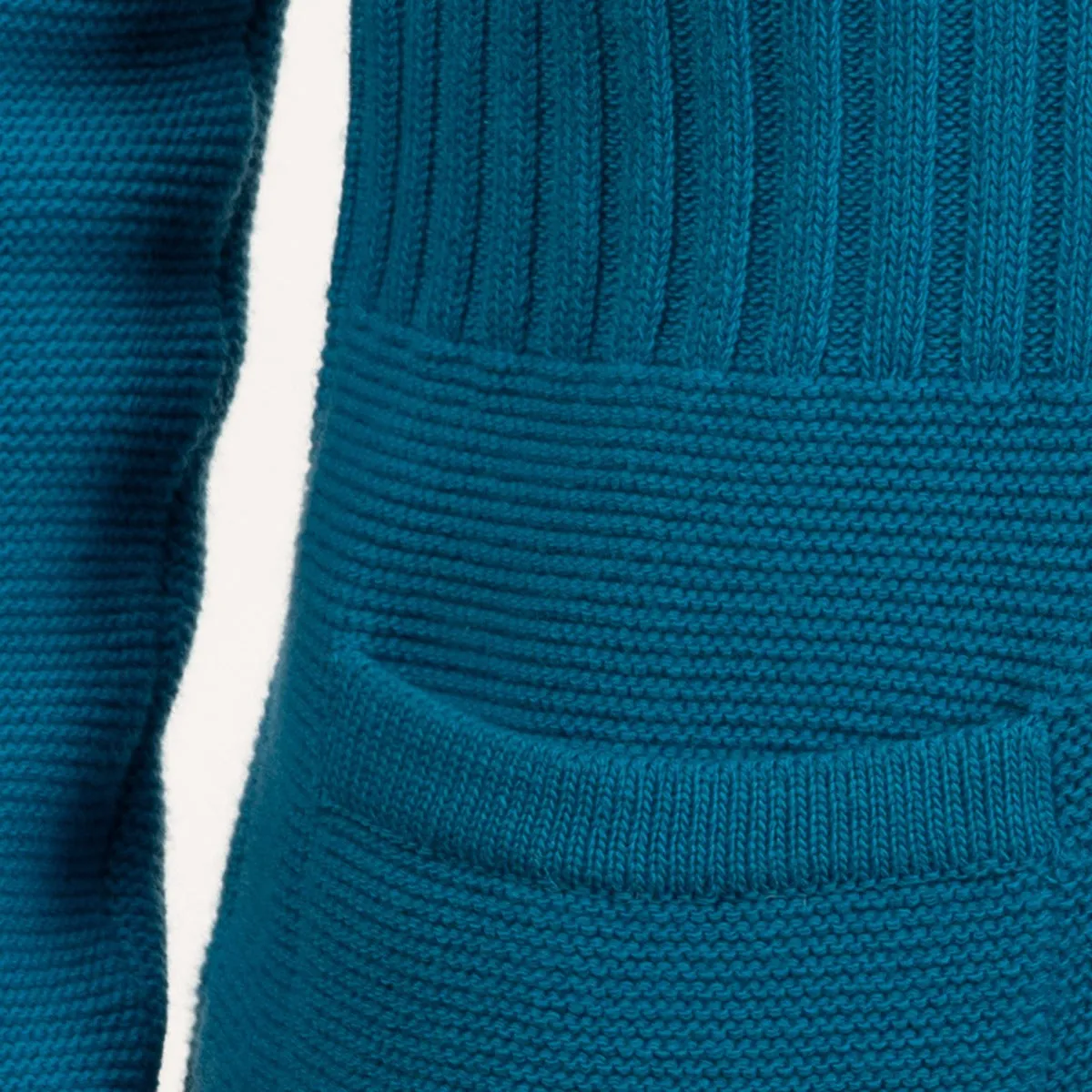 Rib Waist Long Cardigan in Turquoise