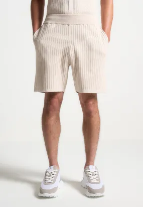 Ribbed Knit Shorts - Cream