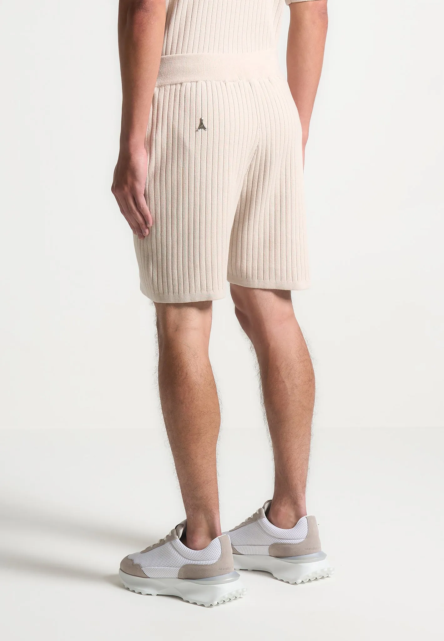 Ribbed Knit Shorts - Cream