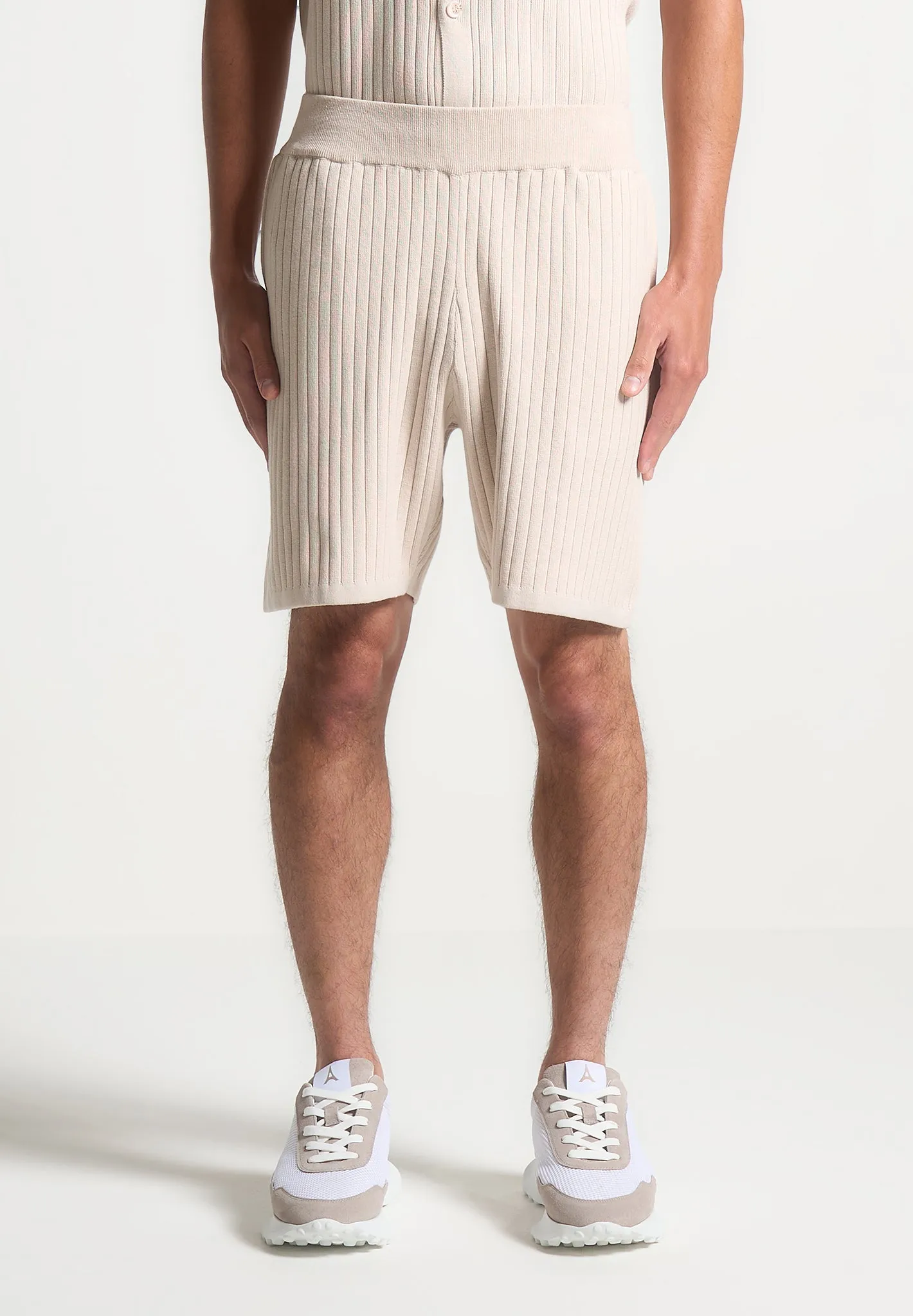 Ribbed Knit Shorts - Cream