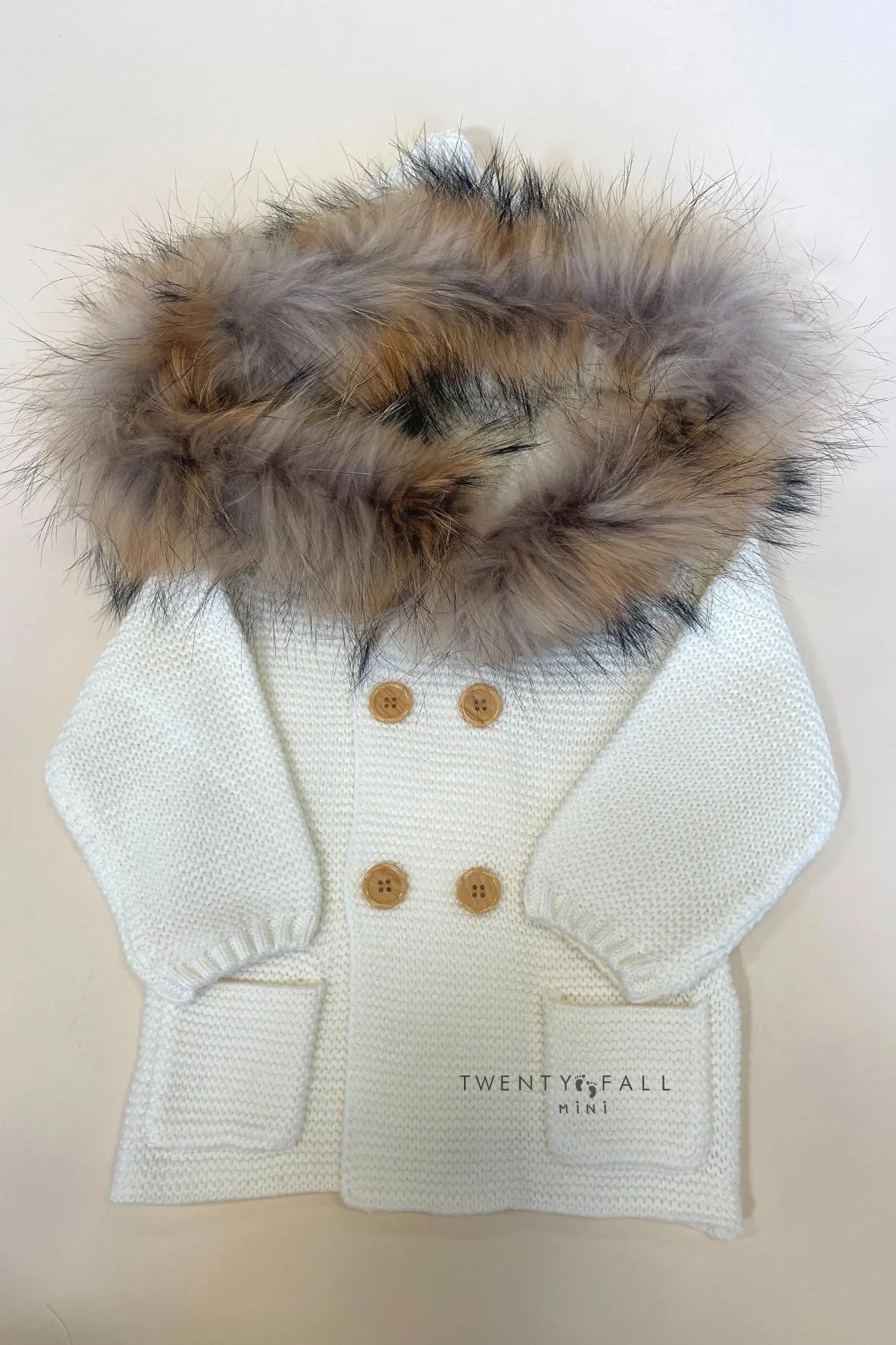 River Knitted Cardigan with Natural Raccoon Fur Trim