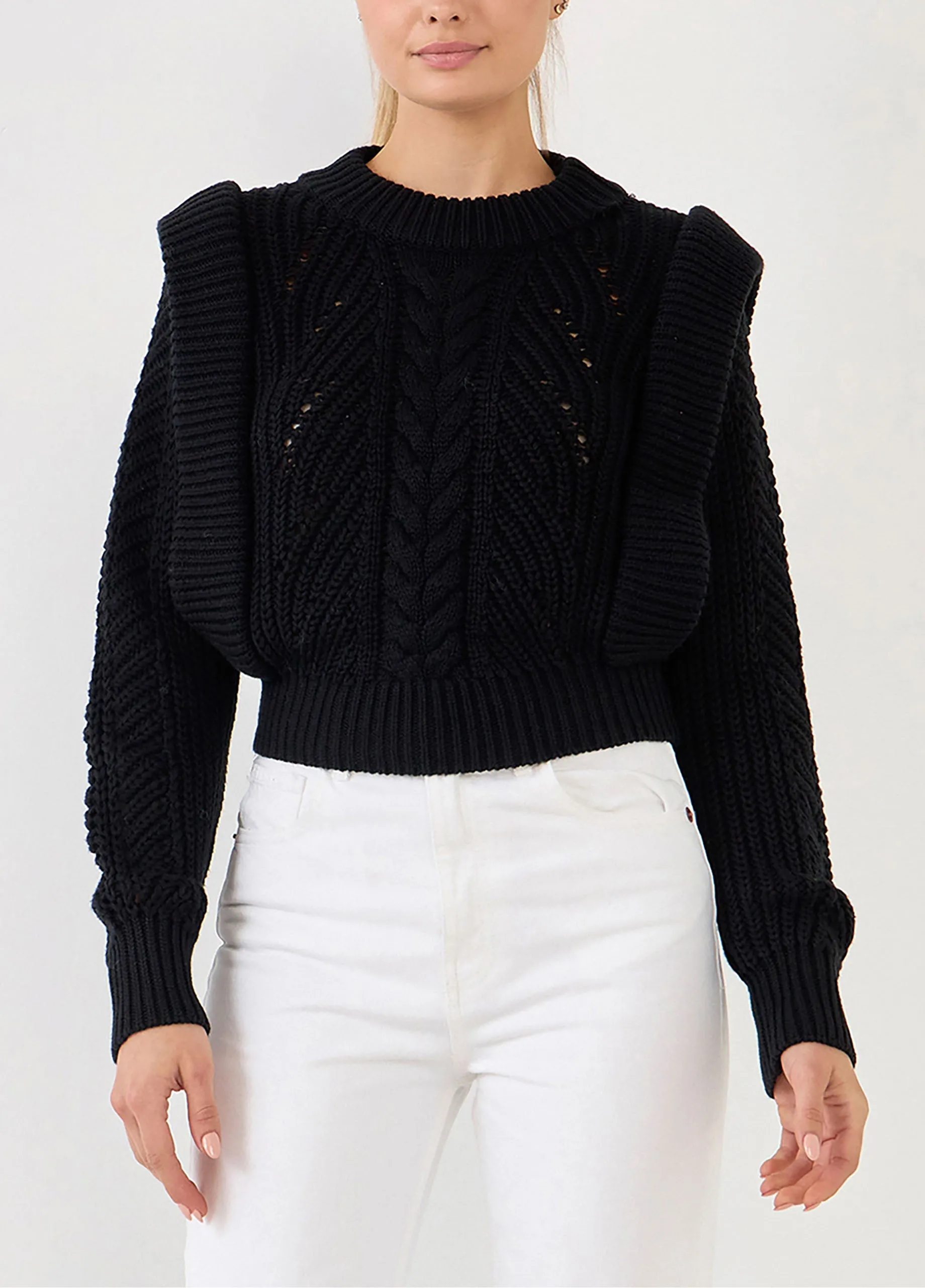 Ruffled Black Knitted Sweater