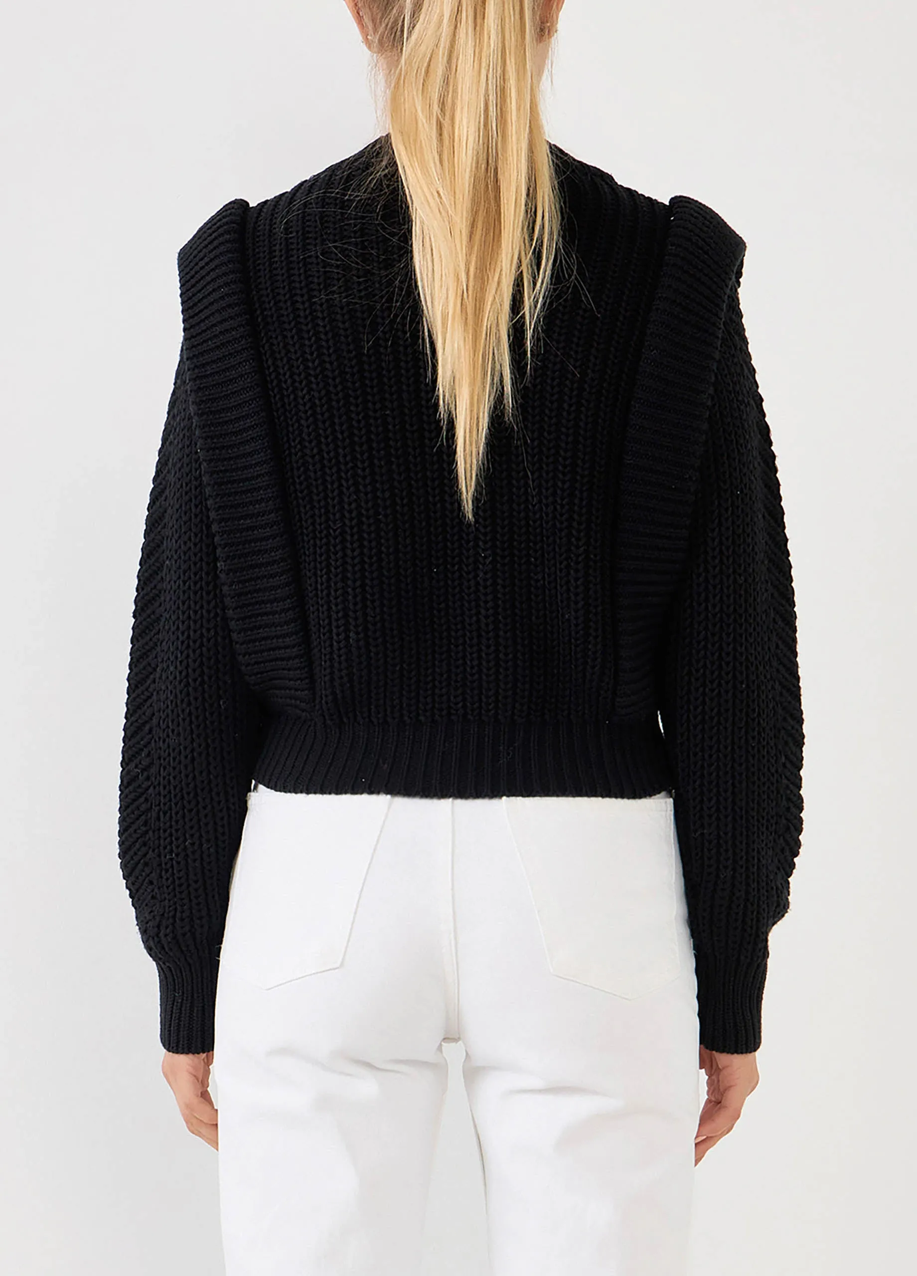 Ruffled Black Knitted Sweater