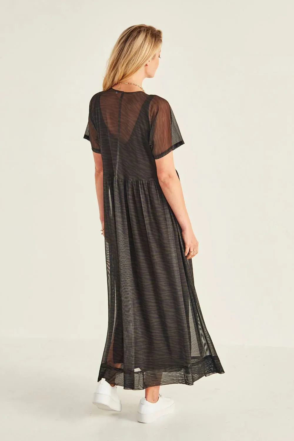 Sarah Dress Black/Green Zebra