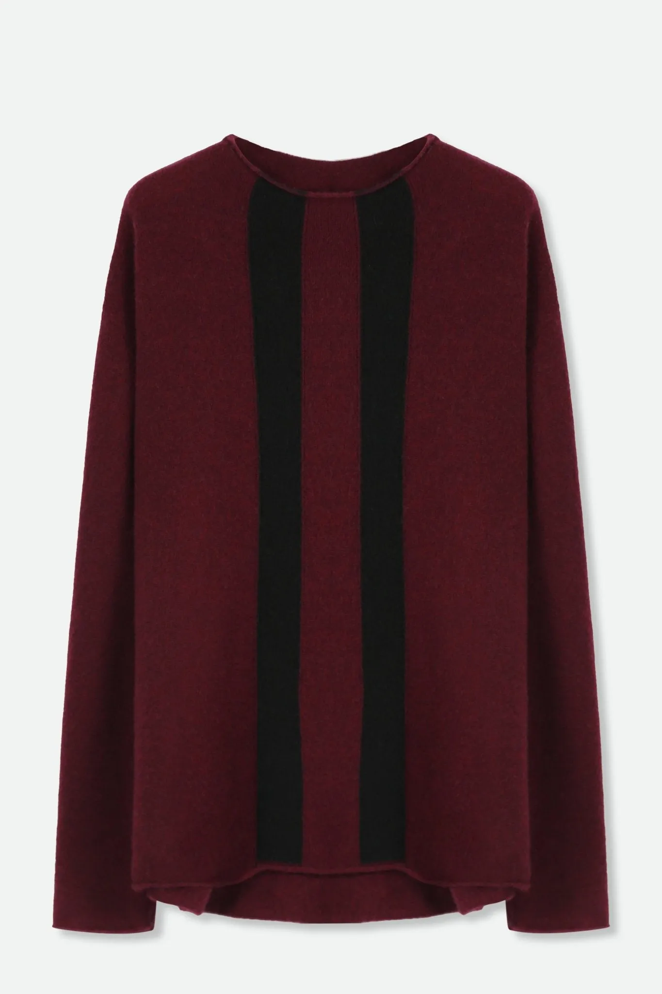 SERENA MOCK NECK SWEATER IN ITALIAN MERINO YAK IN FIG AND BLACK