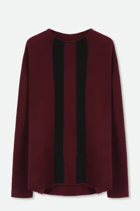SERENA MOCK NECK SWEATER IN ITALIAN MERINO YAK IN FIG AND BLACK