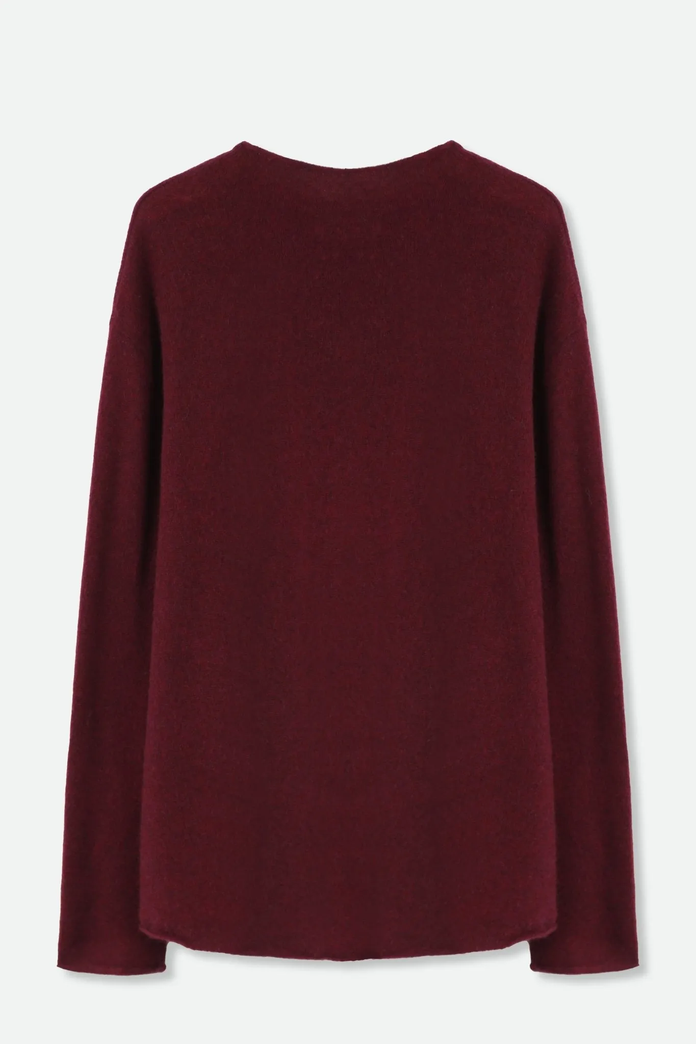 SERENA MOCK NECK SWEATER IN ITALIAN MERINO YAK IN FIG AND BLACK