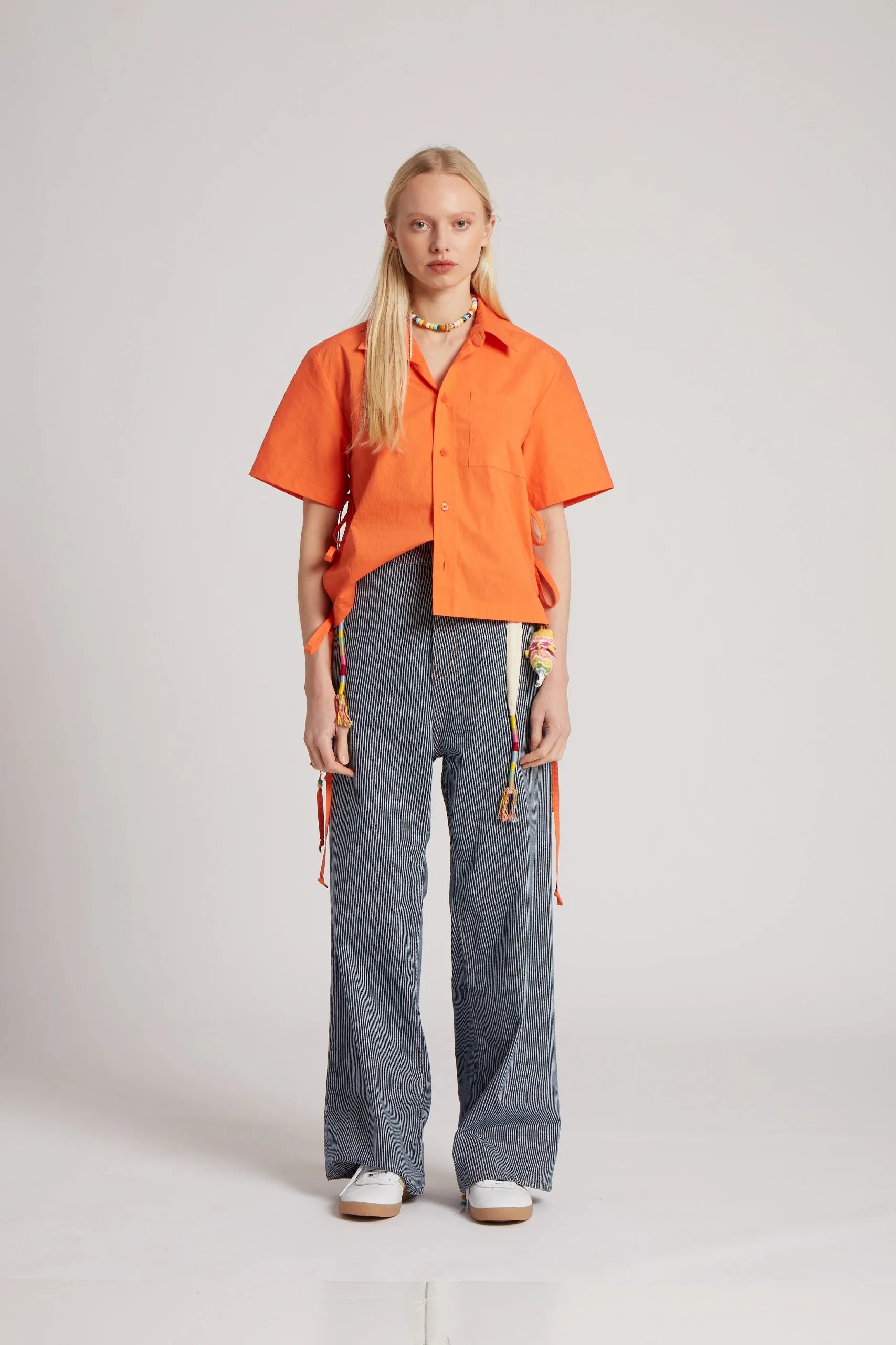Short Sleeve Tie Side Shirt