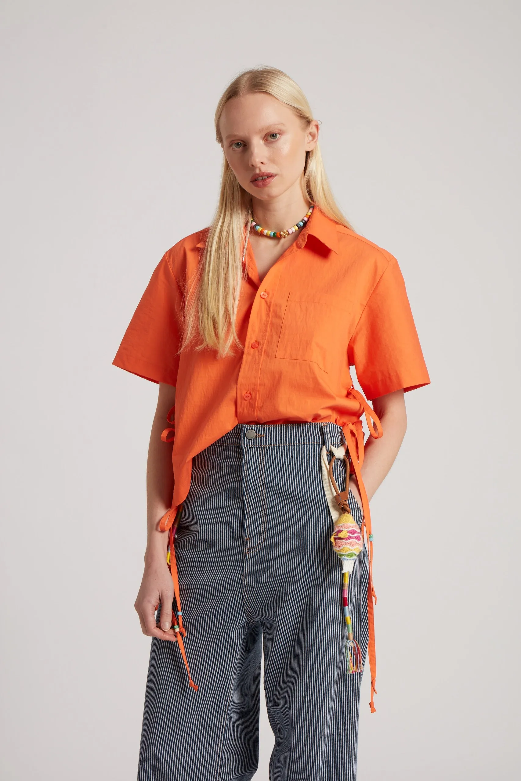 Short Sleeve Tie Side Shirt