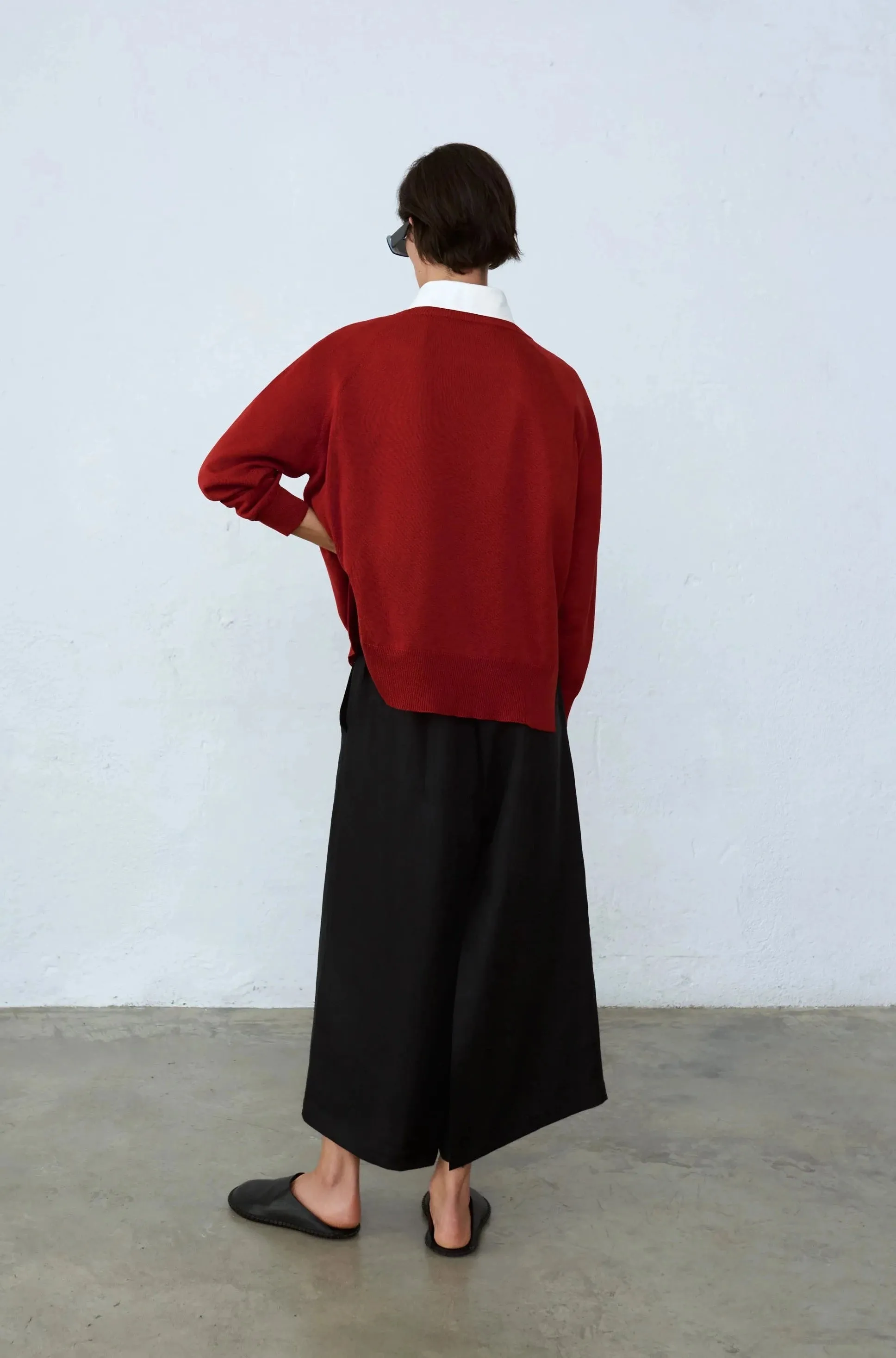 Silk Fretwork Sweater, Red