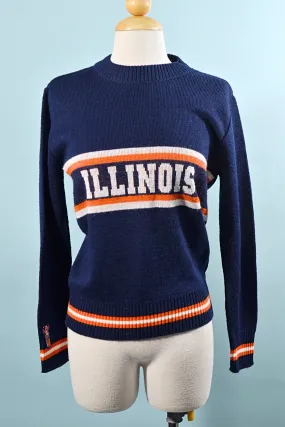 SOLD Vintage 60s/70s Illinois Sweater, Sport Fan 'Cheer' Sweater M