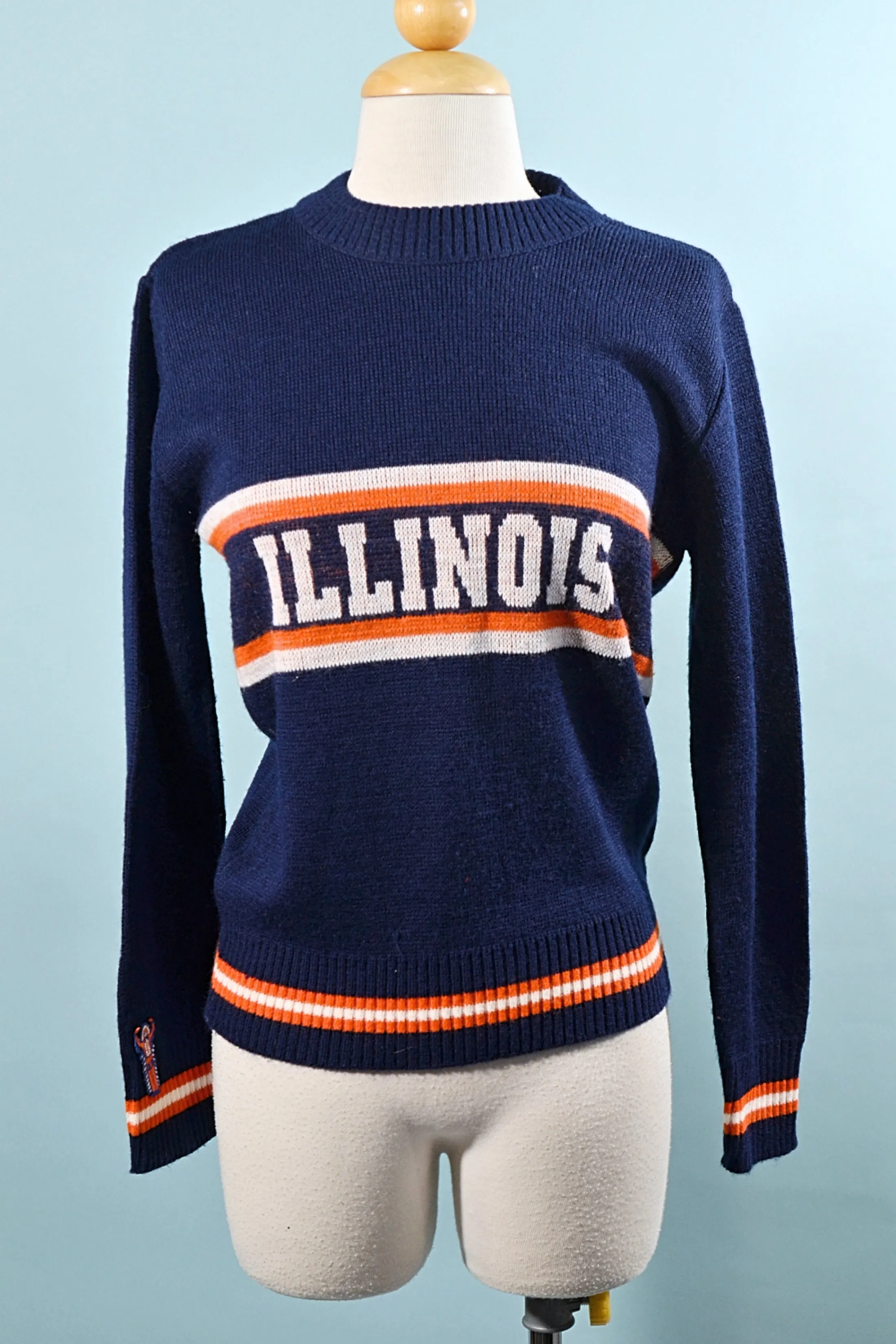 SOLD Vintage 60s/70s Illinois Sweater, Sport Fan 'Cheer' Sweater M