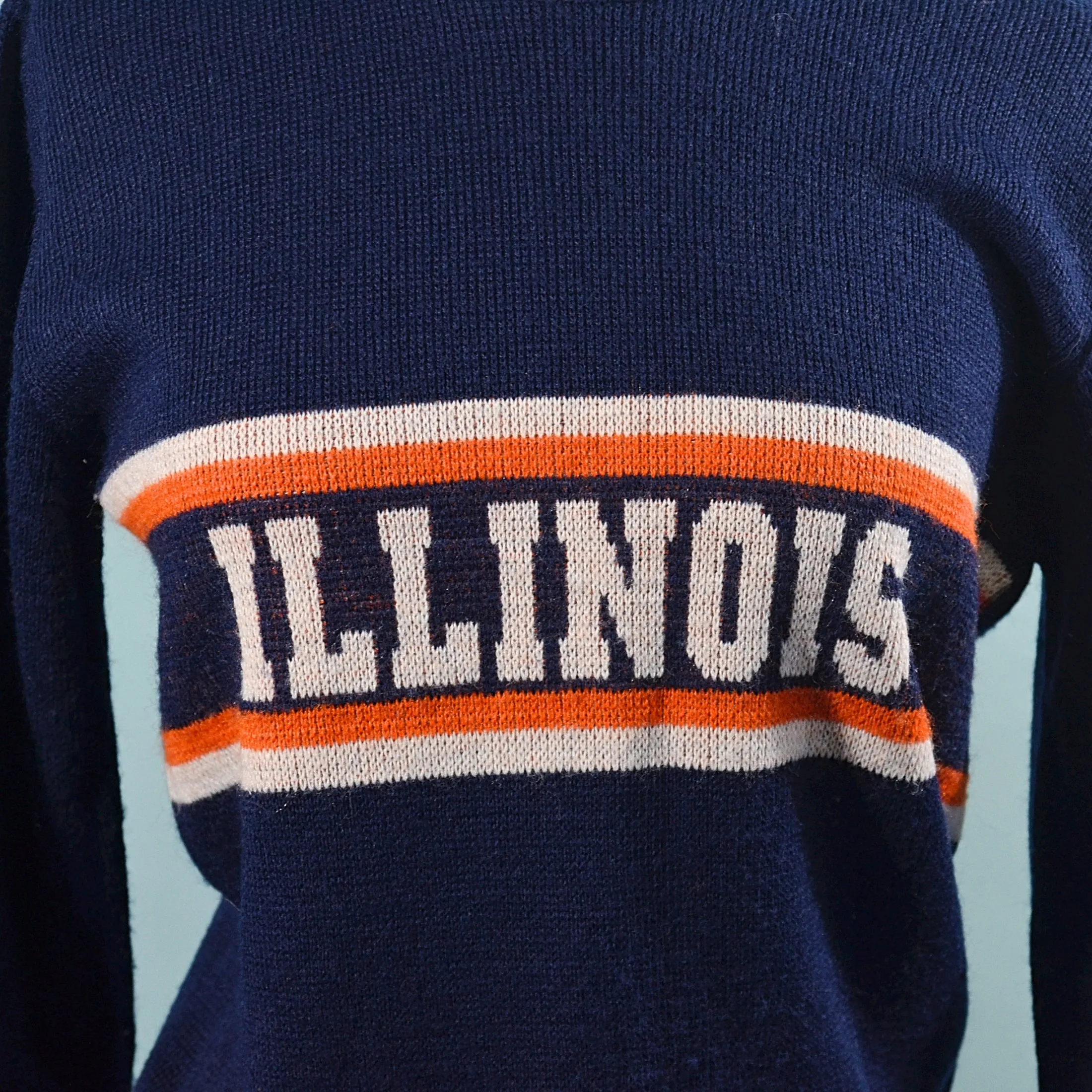 SOLD Vintage 60s/70s Illinois Sweater, Sport Fan 'Cheer' Sweater M