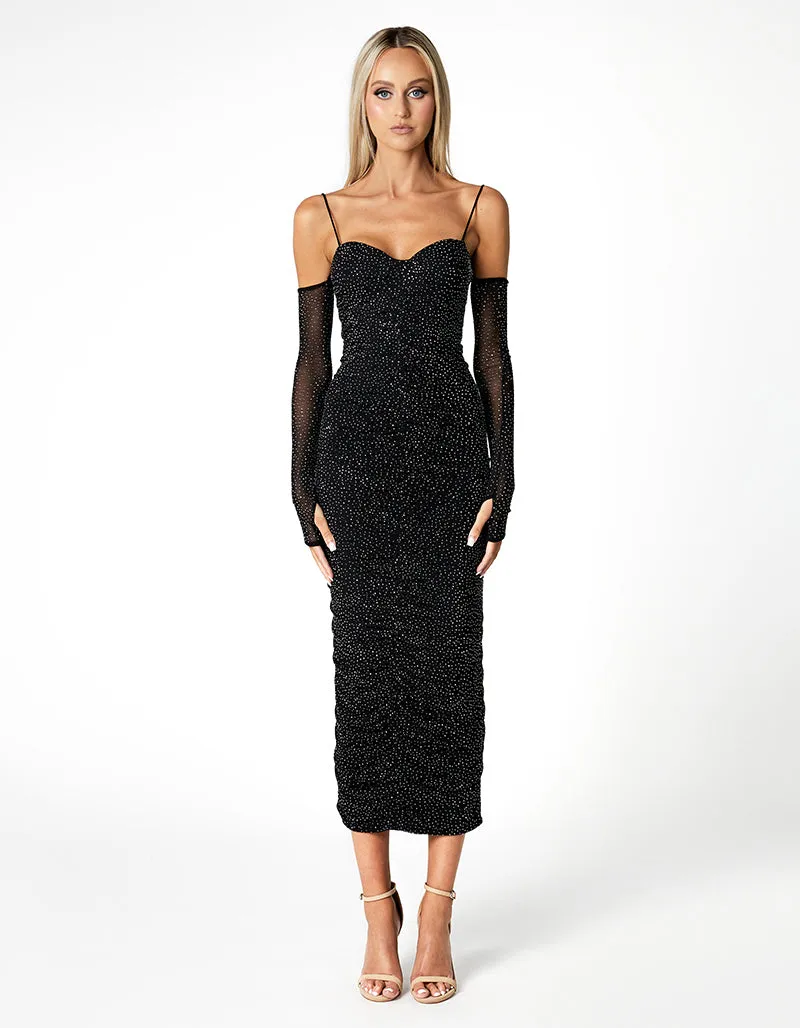 STARRY NIGHT SLEEVED MIDI BL66D02S