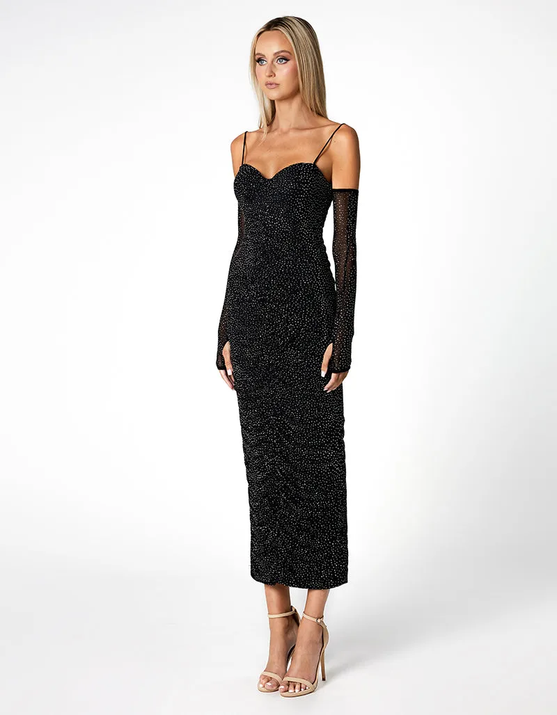 STARRY NIGHT SLEEVED MIDI BL66D02S