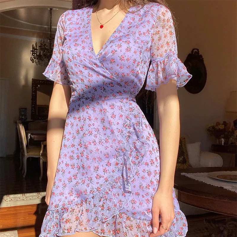 Summer Dress BoHo Print V Neck Dresses