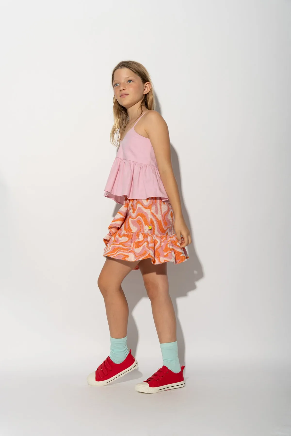 TERRY WAVY PRINT SHORT SKIRT