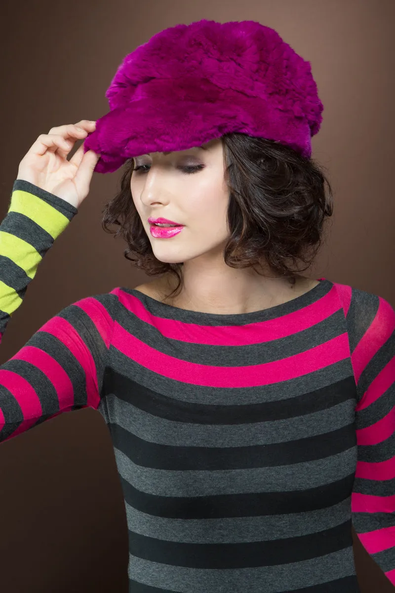 The Cap Fuchsia Rex Rabbit Fur Hat