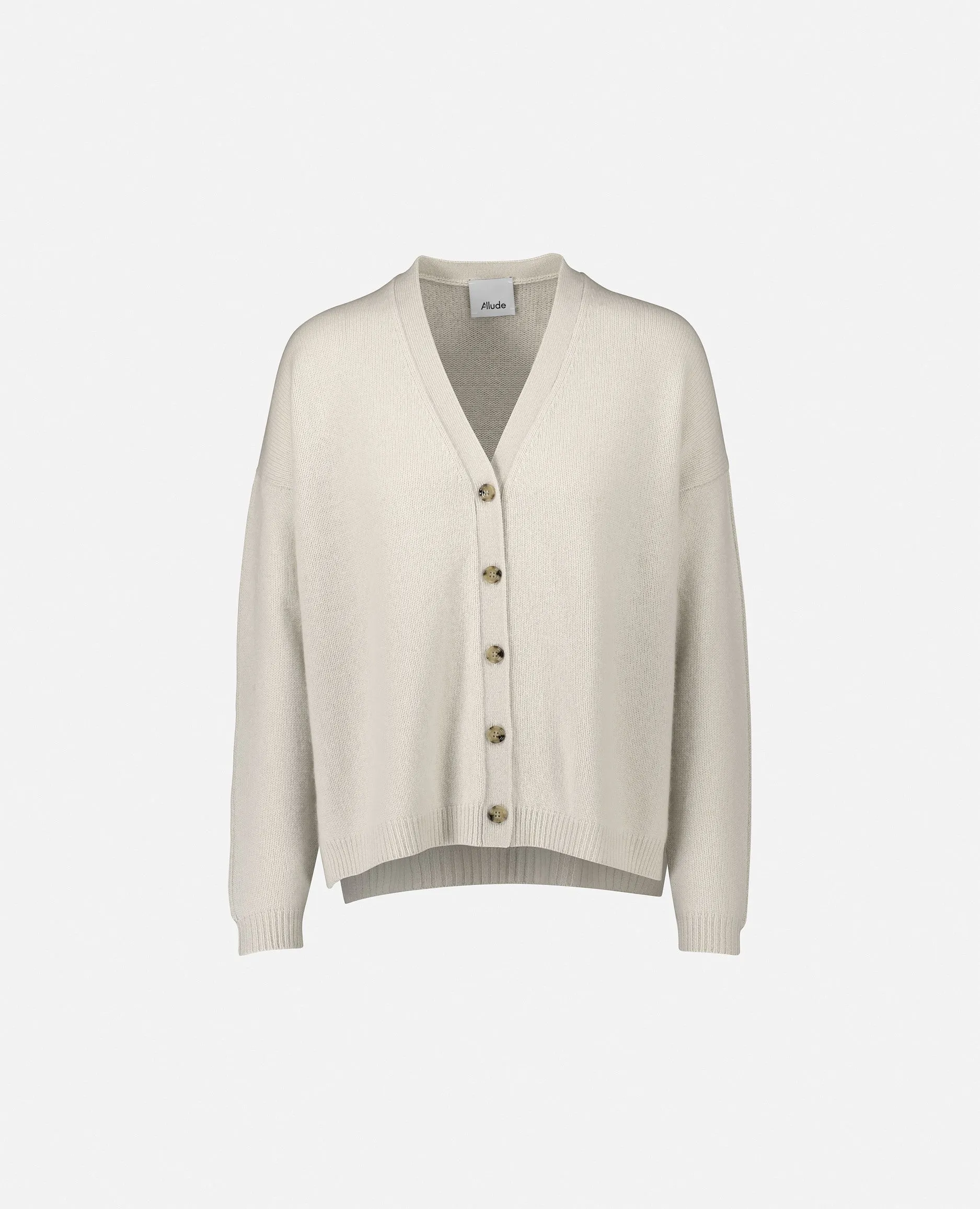 V-Strickjacke aus Cashmere in Weiß