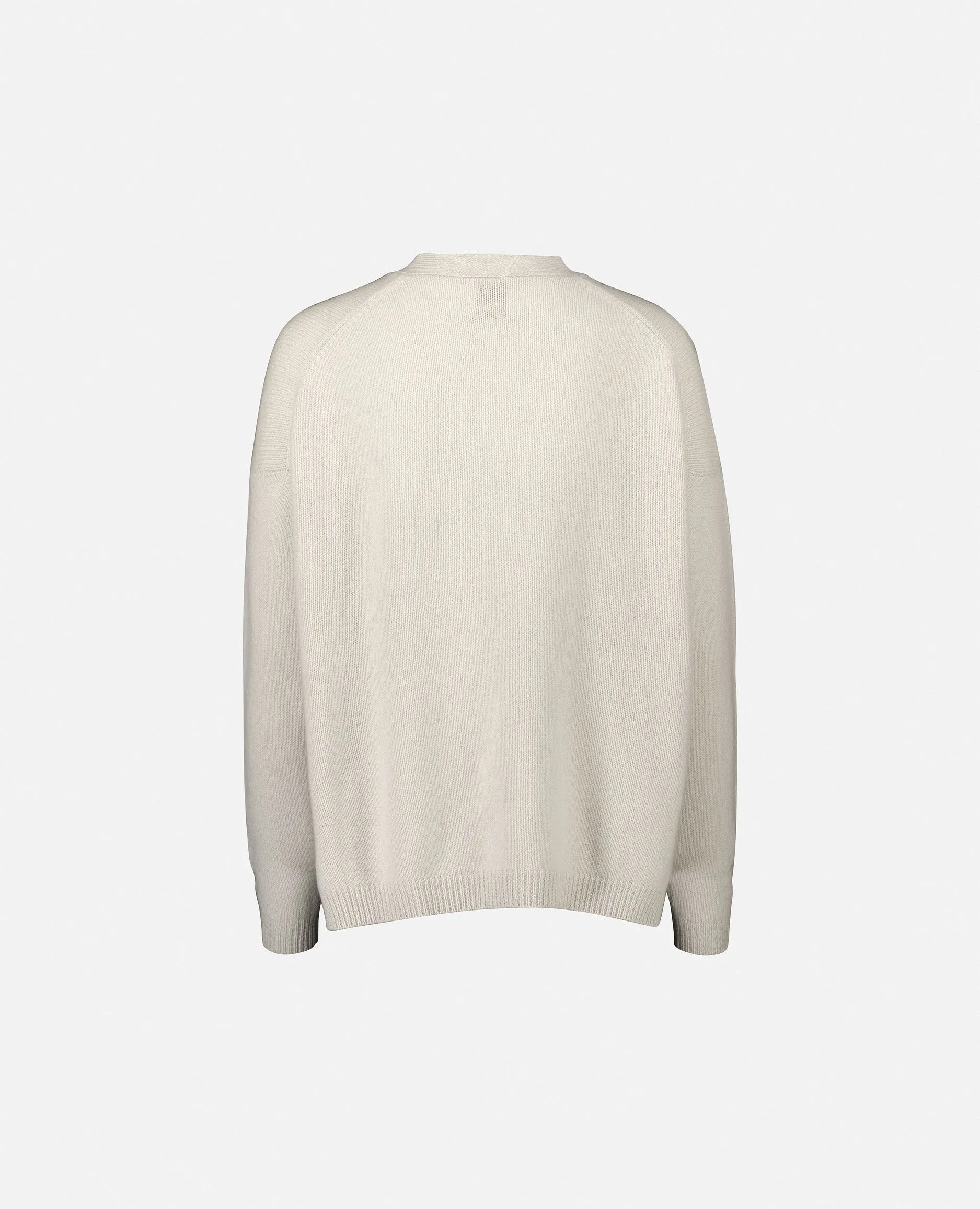 V-Strickjacke aus Cashmere in Weiß