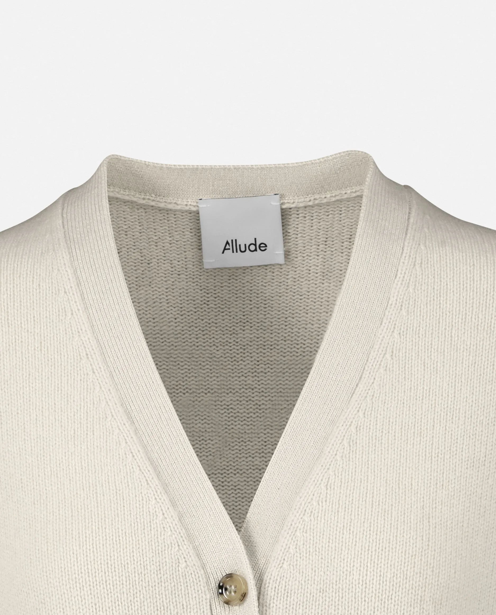 V-Strickjacke aus Cashmere in Weiß
