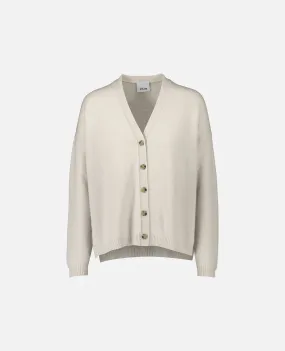 V-Strickjacke aus Cashmere in Weiß