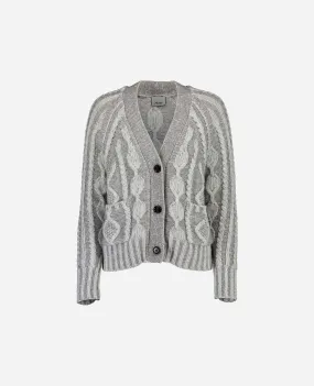 V-Strickjacke aus Cashmere-Mischung in Grau