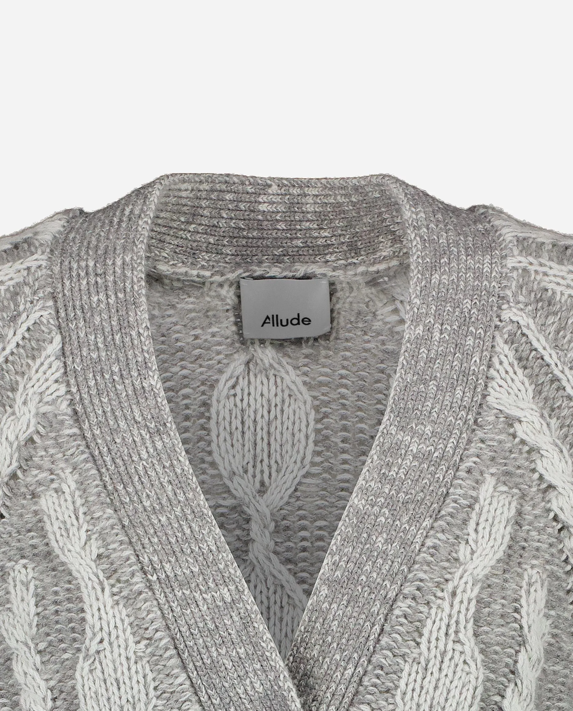 V-Strickjacke aus Cashmere-Mischung in Grau