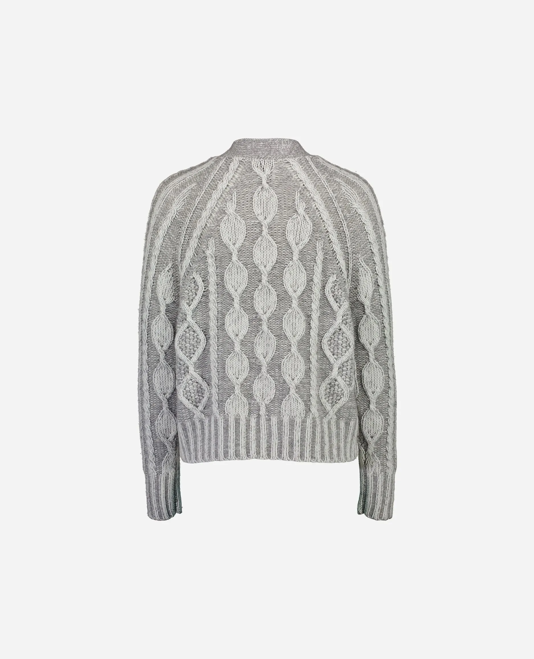 V-Strickjacke aus Cashmere-Mischung in Grau