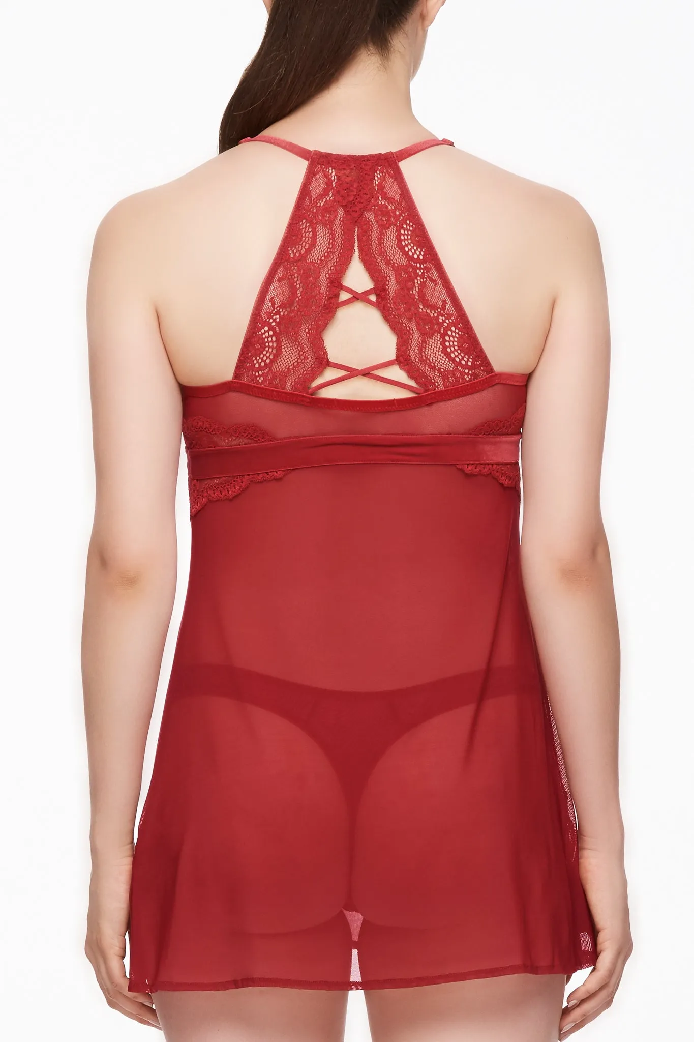 Velvet Crush Mesh & Lace Babydoll Set