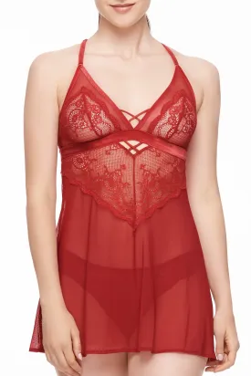 Velvet Crush Mesh & Lace Babydoll Set
