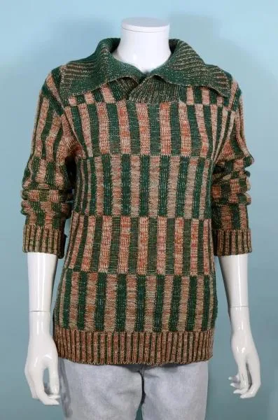 Vintage 60s Green Rust Ribbed Sweater M