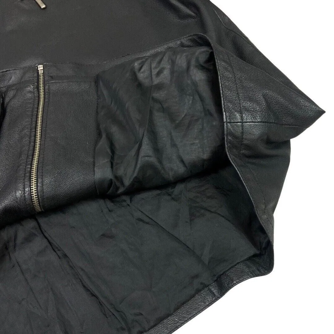 Vintage 90s Black Leather Zip Down Jacket XXL