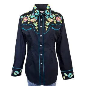 Women's Vintage Floral Bouquet Embroidered Western Shirt
