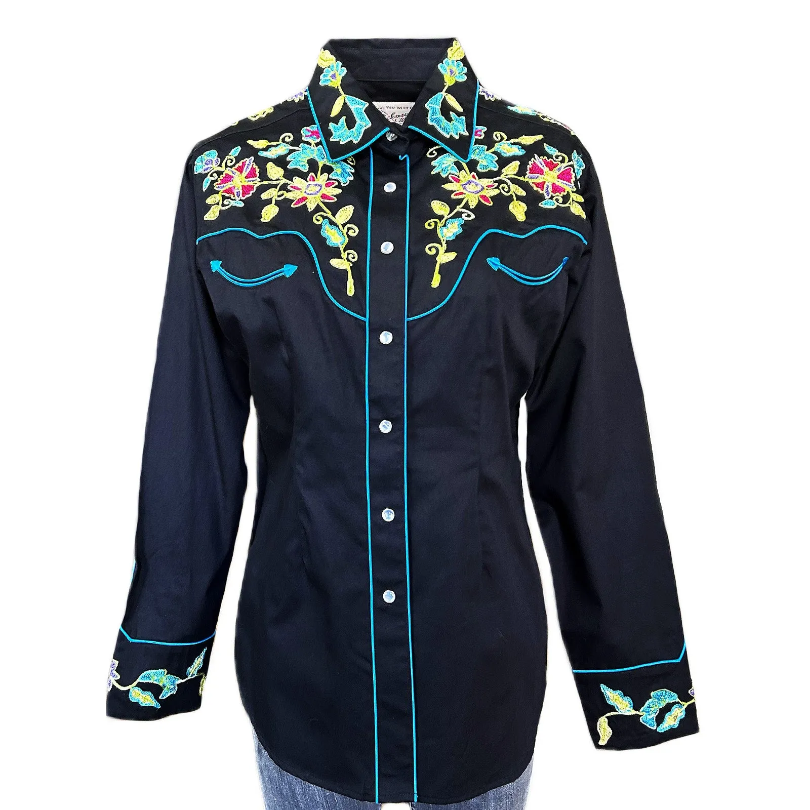 Women's Vintage Floral Bouquet Embroidered Western Shirt
