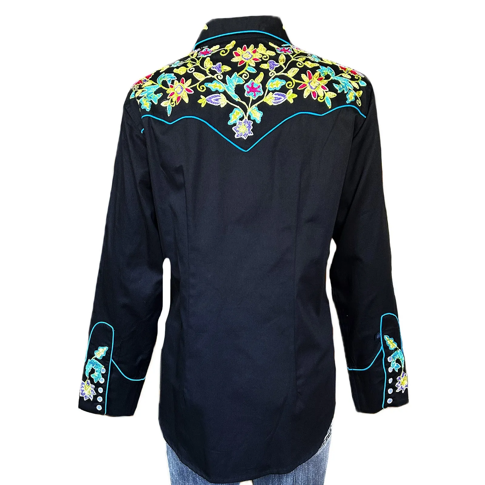 Women's Vintage Floral Bouquet Embroidered Western Shirt